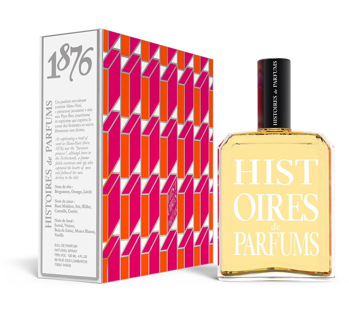 A perfume bottle of 1876 - 120ml next to its packaging box.